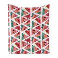 thumbnail image 1 of Watercolor Soft Flannel Fleece Blanket, Abstract Watermelon Pattern in Triangles Hipster Hand Drawn Tropical, Cozy Plush for Indoor and Outdoor Use, 70" x 90", Coral Pink Turquoise, by Ambesonne, 1 of 6