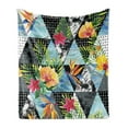 thumbnail image 1 of Watercolor Soft Flannel Fleece Blanket, Exotic Flowers Leaves Grunge Textures Marble Triangles Geometric Abstract Print, Cozy Plush for Indoor and Outdoor Use, 50" x 70", Multicolor, by Ambesonne, 1 of 6