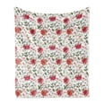thumbnail image 1 of Watercolor Soft Flannel Fleece Blanket, Fresh Poinsettia Flowers and Rowan Berry Branches Christmas Garden, Cozy Plush for Indoor and Outdoor Use, 50" x 60", Vermilion Green Magenta, by Ambesonne, 1 of 5