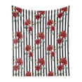 thumbnail image 1 of Watercolor Soft Flannel Fleece Blanket, Rose Pattern with Vertical Stripes Pattern Romantic Valentines Day, Cozy Plush for Indoor and Outdoor Use, 50" x 60", Ruby Reseda Green Black, by Ambesonne, 1 of 6