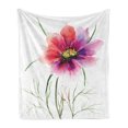 thumbnail image 1 of Watercolor Soft Flannel Fleece Throw Blanket, 2 Colored Flower Blossom Nature Spring Revival of Life, Cozy Plush for Indoor and Outdoor Use, 50" x 70", Fuchsia Red Dark Green, by Ambesonne, 1 of 6