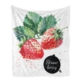 thumbnail image 1 of Watercolor Soft Flannel Fleece Throw Blanket, Appetizing Strawberries with Hand Drawn Style Brush Marks Eats Food, Cozy Plush for Indoor and Outdoor Use, 60" x 80", Fern Green Red, by Ambesonne, 1 of 6