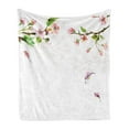 thumbnail image 1 of Watercolor Soft Flannel Fleece Throw Blanket, Apple Tree Blooming in Spring Season Branches Falling Leaves Romantic, Cozy Plush for Indoor and Outdoor Use, 50" x 60", Pale Pink Green, by Ambesonne, 1 of 5