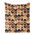 thumbnail image 1 of Watercolor Soft Flannel Fleece Throw Blanket, Chevron Geometric Motifs in Dark Coffee Colors Zigzag Tribal, Cozy Plush for Indoor and Outdoor Use, 70" x 90", Brown Caramel Pale Brown, by Ambesonne, 1 of 6