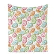 thumbnail image 1 of Watercolor Soft Flannel Fleece Throw Blanket, Delicious Donuts Pattern Various Flavors Sprinkles Stars Background, Cozy Plush for Indoor and Outdoor Use, 70" x 90", Multicolor, by Ambesonne, 1 of 5