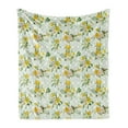 thumbnail image 1 of Watercolor Soft Flannel Fleece Throw Blanket, Diamond Pattern Blooming Floral Arrangement Petals and Leaves, Cozy Plush for Indoor and Outdoor Use, 70" x 90", Pale Green Yellow White, by Ambesonne, 1 of 6