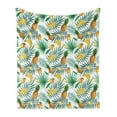 thumbnail image 1 of Watercolor Soft Flannel Fleece Throw Blanket, Exotic Fruits Pattern Pineapples Bananas Oranges Tropical Leaves, Cozy Plush for Indoor and Outdoor Use, 60" x 80", Green Yellow Pale Brown, by Ambesonne, 1 of 5