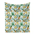 thumbnail image 1 of Watercolor Soft Flannel Fleece Throw Blanket, Exotic Fruits Pattern Pineapples Bananas Oranges Tropical Leaves, Cozy Plush for Indoor and Outdoor Use, 70" x 90", Green Yellow Pale Brown, by Ambesonne, 1 of 5