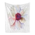 thumbnail image 1 of Watercolor Soft Flannel Fleece Throw Blanket, Flower Blossom Artwork with Tender Petals Romantic Dreamlike Garden Plants, Cozy Plush for Indoor and Outdoor Use, 70" x 90", Fuchsia Cream, by Ambesonne, 1 of 5
