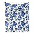 thumbnail image 1 of Watercolor Soft Flannel Fleece Throw Blanket, Hand Drawn Roses and Leaves Abstract Floral Blooming Nature Theme, Cozy Plush for Indoor and Outdoor Use, 70" x 90", Violet Blue Slate Blue, by Ambesonne, 1 of 6
