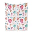 thumbnail image 1 of Watercolor Soft Flannel Fleece Throw Blanket, Hand Painted Style Floating Hot Air Balloons Clouds Print, Cozy Plush for Indoor and Outdoor Use, 50" x 60", Blue Pink Coral, by Ambesonne, 1 of 6