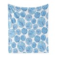 thumbnail image 1 of Watercolor Soft Flannel Fleece Throw Blanket, Japanese Flower Circle Petal Pattern Spring Inspired Hand Drawn Eastern, Cozy Plush for Indoor and Outdoor Use, 50" x 60", Sky Blue, by Ambesonne, 1 of 6
