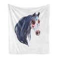 thumbnail image 1 of Watercolor Soft Flannel Fleece Throw Blanket, Oriental Horse Portrait with a Big Mane Ethnic, Cozy Plush for Indoor and Outdoor Use, 70" x 90", Indigo Multicolor, by Ambesonne, 1 of 5