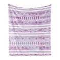 thumbnail image 1 of Watercolor Soft Flannel Fleece Throw Blanket, Triangle Motifs Design Hand Drawn Borders Native, Cozy Plush for Indoor and Outdoor Use, 50" x 70", Violet Lilac White, by Ambesonne, 1 of 6