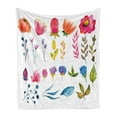thumbnail image 1 of Watercolor Soft Flannel Fleece Throw Blanket, Various Types of Gardening Plants Flowers Spring Nature Soft Blossoms, Cozy Plush for Indoor and Outdoor Use, 50" x 60", Multicolor, by Ambesonne, 1 of 5