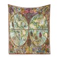 thumbnail image 1 of Watercolor Soft Flannel Fleece Throw Blanket, Vintage World Map Antique Grunge Drawings Mystic Adventure Discovery, Cozy Plush for Indoor and Outdoor Use, 50" x 60", Multicolor, by Ambesonne, 1 of 6