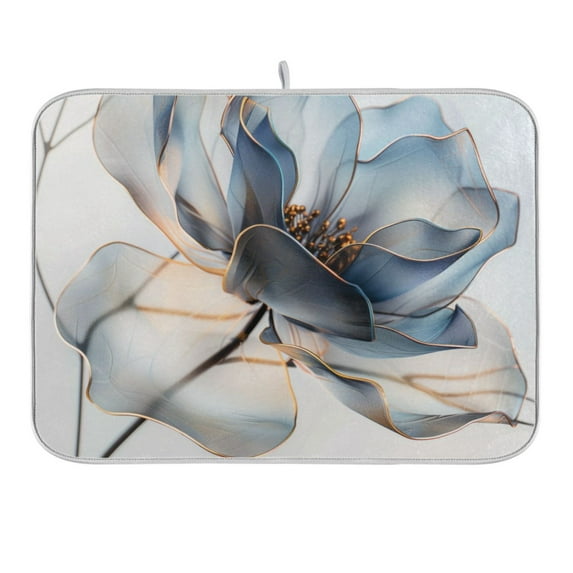 Watercolor Soft Flowers Dish Drying Mat 18x24 Absorbent Microfiber Draining Rack Pad for Kitchen Counter Sink