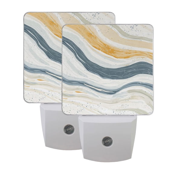 Watercolor Soft Lines LED Night Light with Smart Sensor Plug Into Wall Dusk to Dawn 2 packs