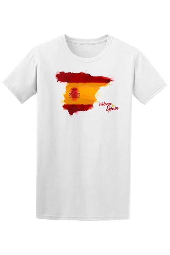 Watercolor Spain Map Flag T-Shirt Men -Image by Shutterstock, Male Small