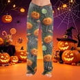 thumbnail image 1 of Watercolor Spiderweb Halloween Pajama Pants for Women, Fuzzy Lounge Bottoms with Pumpkin & Ghost Print, Soft Elastic Waist Flannel Sleep Trousers, 1 Pair Saffron XXXL, 1 of 6