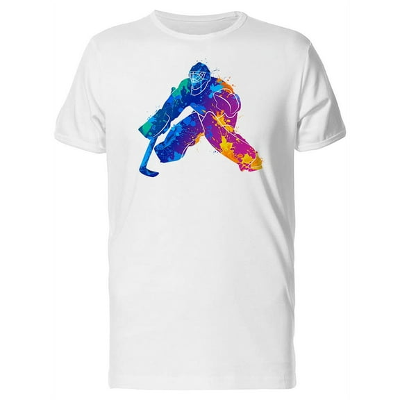 Watercolor Splash Hockey Player T-Shirt Men -Image by Shutterstock, Male Large