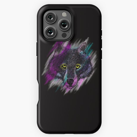 Watercolor Splash Wolf Abstract Art Phone Case for iPhone 16 15 14 13 12 11 Pro Max