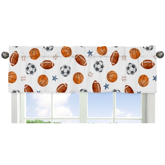 Watercolor Sports Theme Semi-Sheer Window Valance Boy by Sweet Jojo Designs