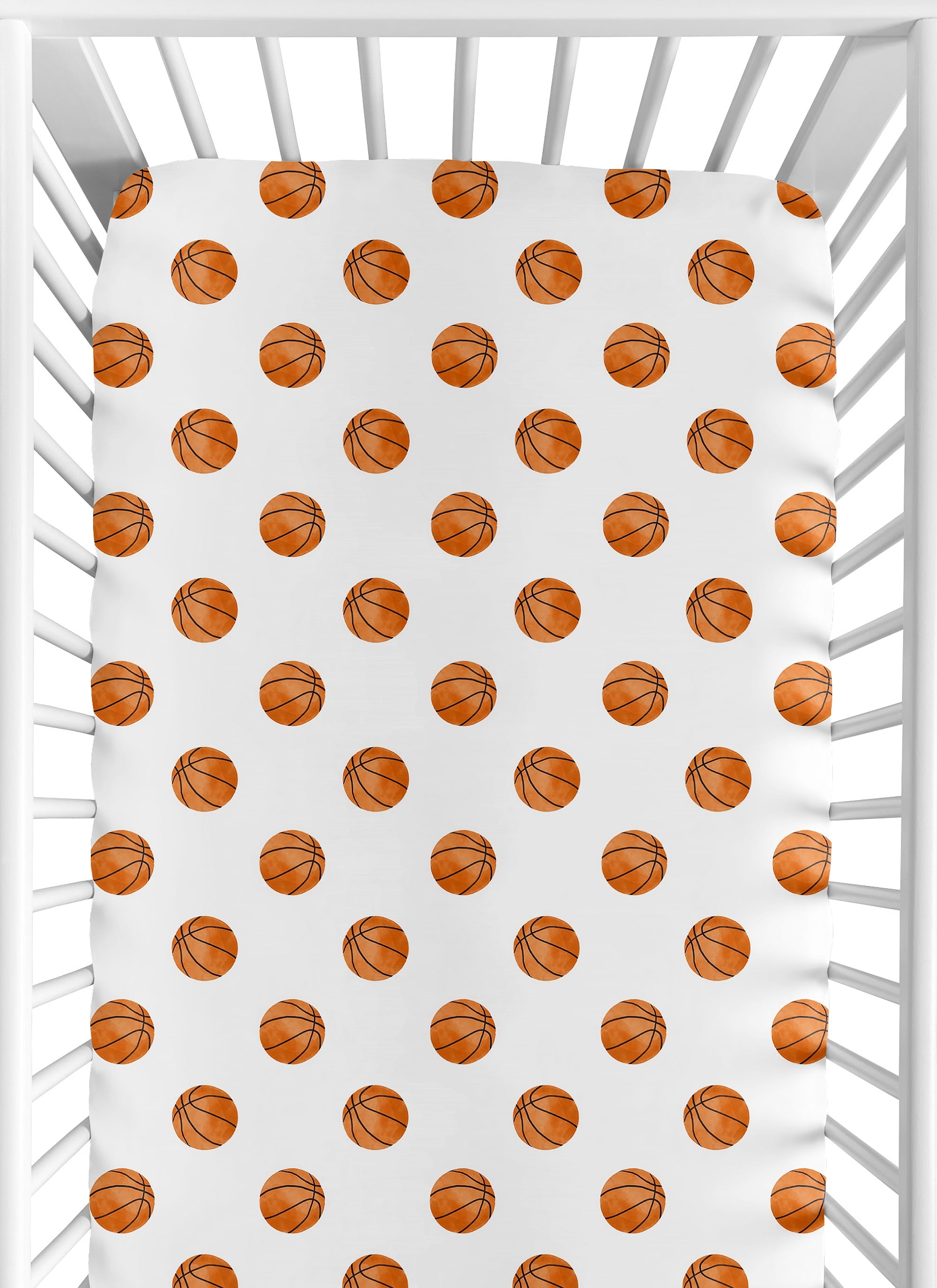 Sweet Jojo Designs Watercolor Sports Theme Orange and White Fitted Crib Sheet
