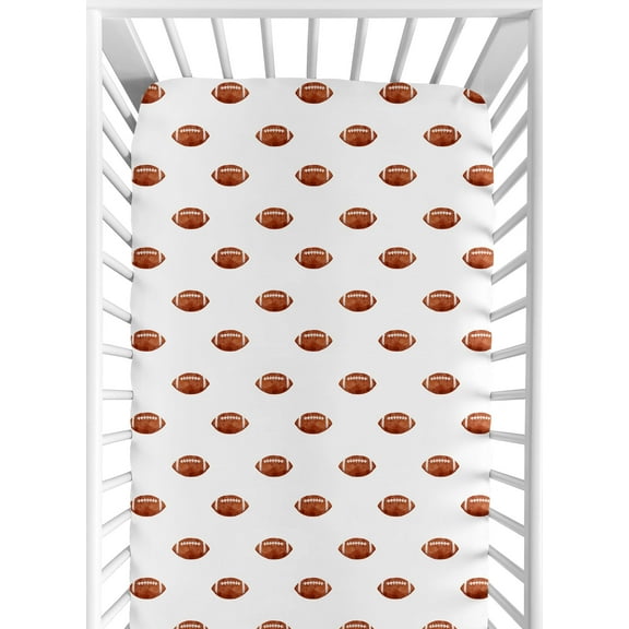 Sweet Jojo Designs Watercolor Sports Theme Brown and White Fitted Crib Sheet
