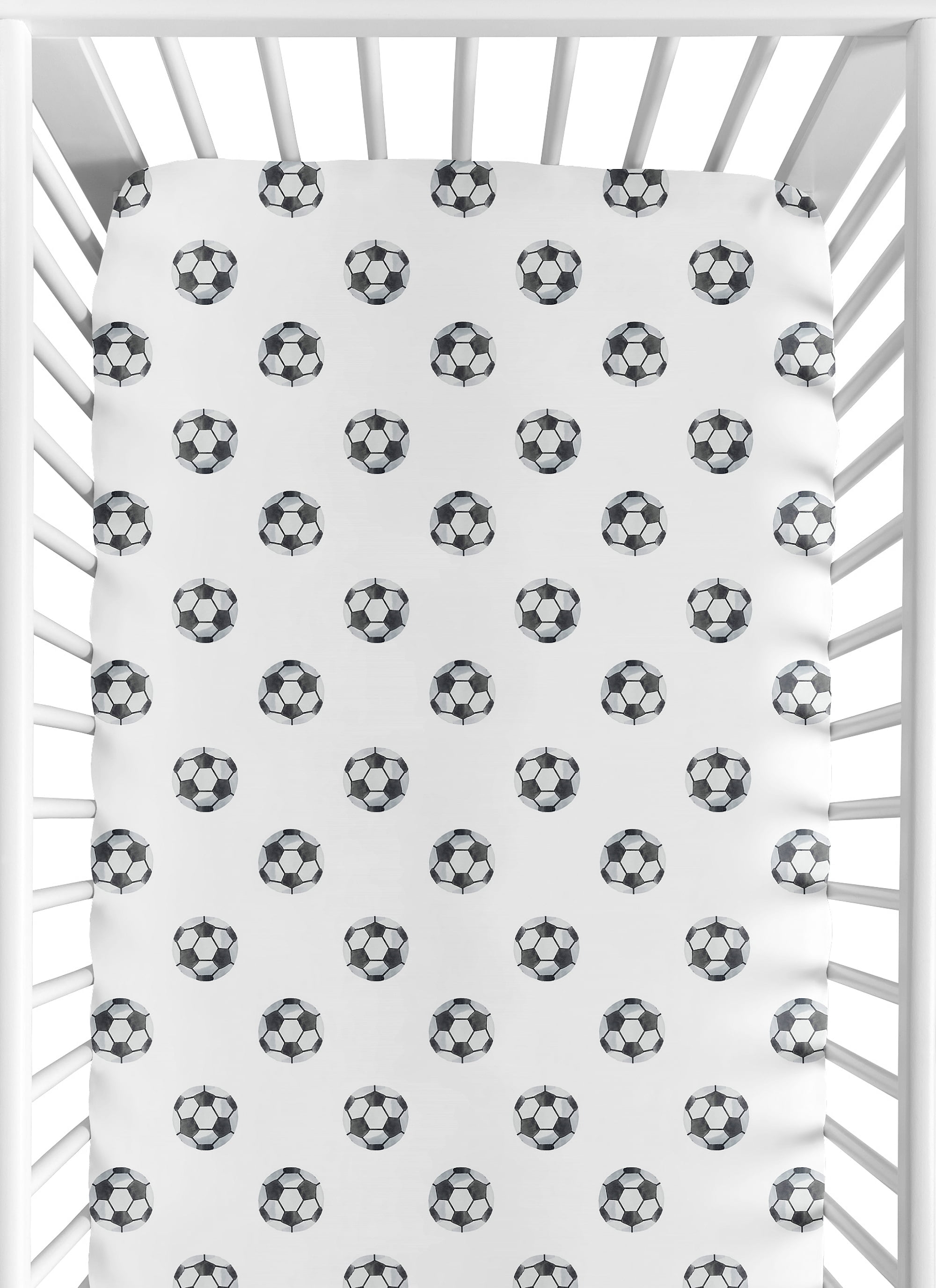 Sweet Jojo Designs Watercolor Sports Theme Black and White Fitted Crib Sheet