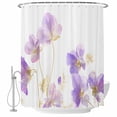 thumbnail image 1 of Watercolor Spring Floral Fabric Shower Curtain Purple Flowers Plant Washable Shower Curtains for Bathroom, Waterproof Bath Curtain with Hooks Home Decor 72x84in, 1 of 8