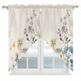 thumbnail image 1 of Watercolor Spring Floral Kitchen Window Curtains, Swag Curtains Valance for Bedroom Living Room Bathroom, Farmhouse Daisy Green Botanical Rod Pocket Window Curtain Block Drapes 2 Panels 36"x63", 1 of 9