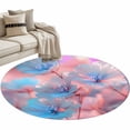 thumbnail image 1 of Watercolor Spring Floral Round Area&nbsp;Rug 4ft Summer Pink Flower Farmhouse Country Non-Slip&nbsp;Washable Circle Rugs Soft Felt Indoor Floor Mat for Bedroom Kitchen Living Room Bathroom, 1 of 9