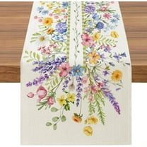 Watercolor Spring Lavender Flowers Table Runner, Floral Seasonal Home Kitchen Dining Table Decoration, 13 x 72 Inch