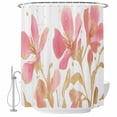 thumbnail image 1 of Watercolor Spring Pink Flower Fabric Shower Curtain Floral Leaf Washable Shower Curtains for Bathroom, Waterproof Bath Curtain with Hooks Home Decor 36x72in, 1 of 8