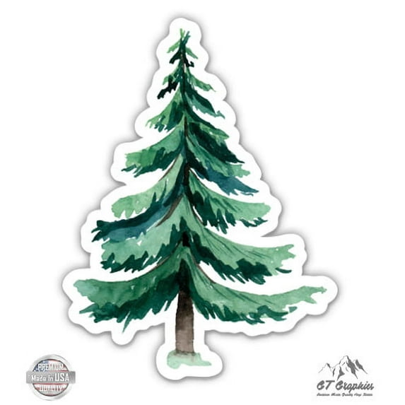 Watercolor Spruce - 8" Vinyl Sticker - For Car Laptop I-Pad - Waterproof Decal