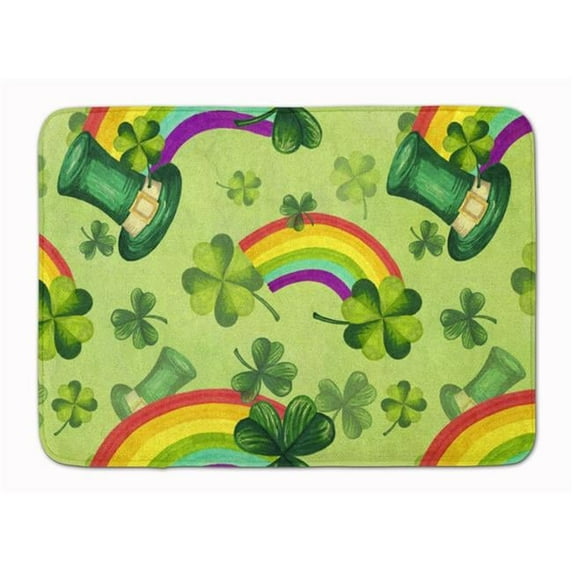 Watercolor St Patricks Day Lucky Leprechan Machine Washable Memory Foam Mat