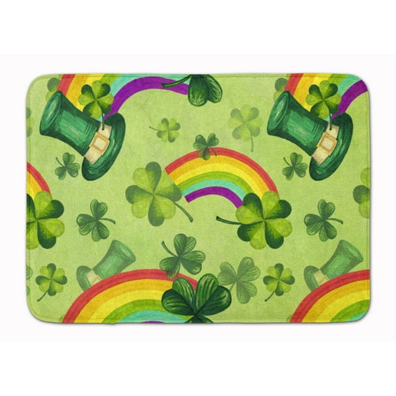 Watercolor St Patricks Day Lucky Leprechan Machine Washable Memory Foam Mat