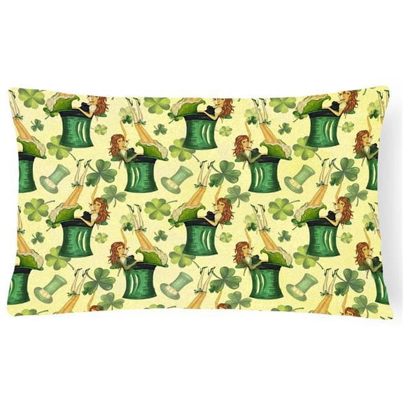 Watercolor St Patricks Day Party Canvas Fabric Decorative Pillow - 12 x 16 in.