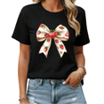 thumbnail image 1 of Watercolor Strawberry Coquette Bow Graphic Tees Womans T-shirt Black/White S-5XL Shirts Romantic Fruit Tops, 1 of 4