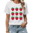 thumbnail image 1 of Watercolor Strawberry Daisy Floral Graphic Tees Womans Tshirt Shirts Black White S-5XL Tops, 1 of 4