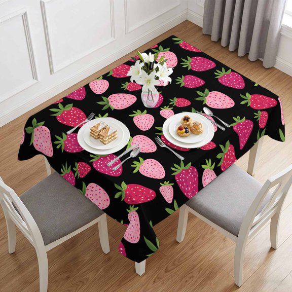 Watercolor Strawberry Table Cloth 60x84in, Waterproof Rectangle Tablecloth Wipeable Tablecloths Abstract Country Fruit Table Covers for Dining Tables Party Indoor Outdoor
