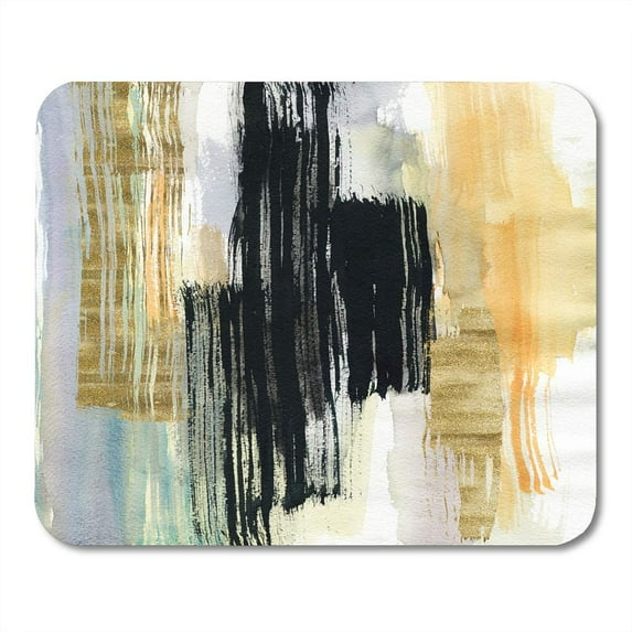 Watercolor Stripes Blush and Black Strokes Colorful Handdrawn Abstract Mousepad Mouse Pad Mouse Mat 9x10 inch