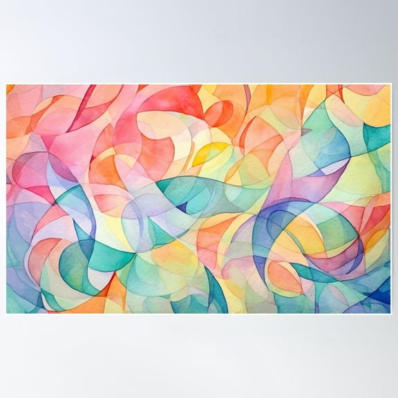 Watercolor-Style Abstraction Of The Paints 3 Poster Wall Art, Modern Wall Decor For Living Room Bedroom, 16x24 UNFRAMED