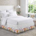 thumbnail image 1 of Watercolor Style Bed Skirt King Size 18" Drop Colorful Flower Bee Adjustable & Elastic Wrap Around Bed Skirts Pleated Dust Ruffles, 1 of 9