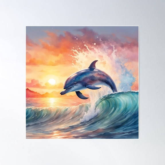 Watercolor Style Dolphin Poster Wall Art Modern Wall Decor For Living Room Bedroom