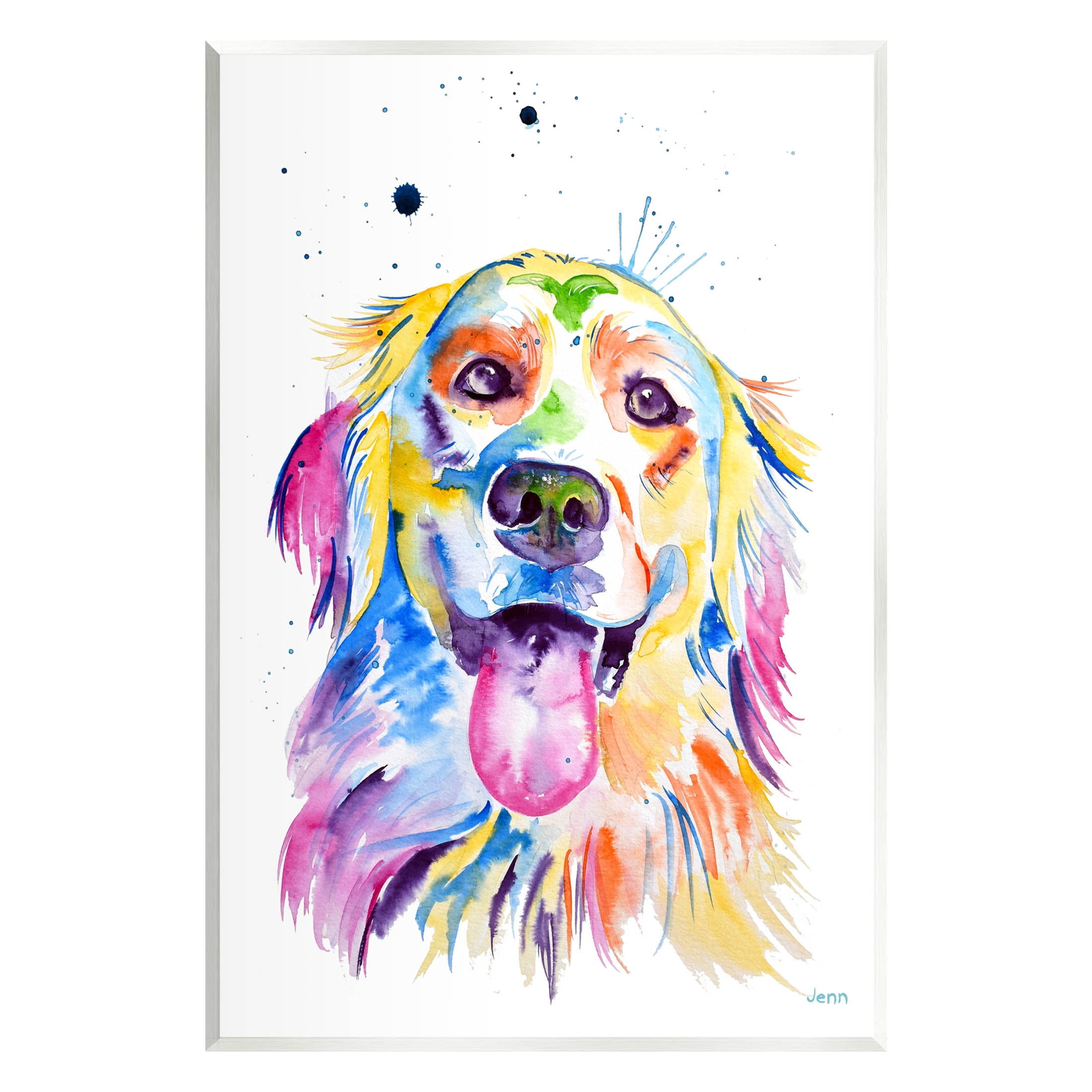 Watercolor Style Happy Dog Face Animals & Insects Graphic Art Unframed Art Print Wall Art