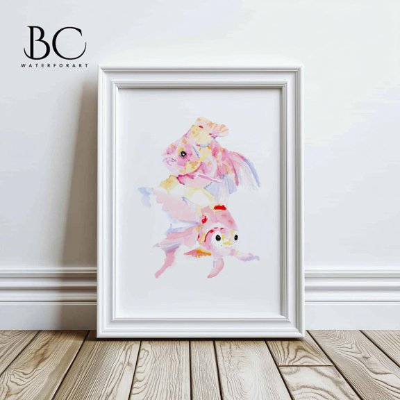 Watercolor Style Pink Fish Print Nursery Watercolor Style Fish Wall Art Home Decor Signed By Artist Pink Fish Wall Art Modern Wall Decor Art