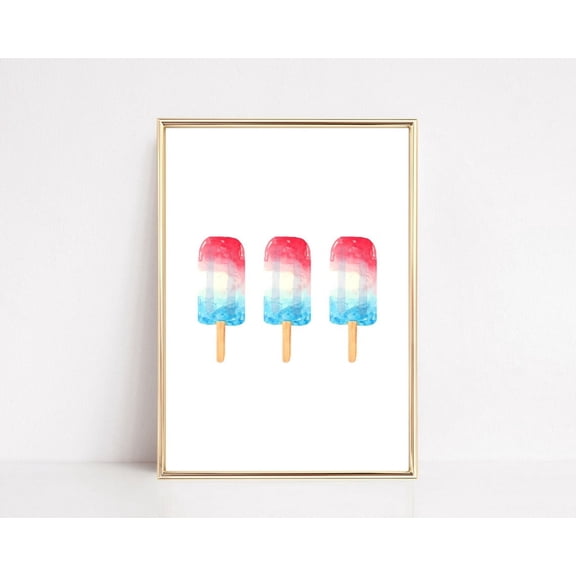 Watercolor Style Popsicles Fourth Of July Decor 4Th Of July Art Fourth Of July Classic Home Decor Wall Art Modern Wall Decor Art