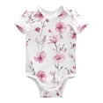 thumbnail image 1 of Watercolor Style Wild Flowers Spring Pure Cotton Bodysuit Short Sleeve Pajamas One-Piece Romper Unisex 9M, 1 of 6